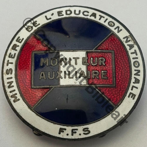 MIN EDUC NATIONALE MONITEUR AUXILIAIRE SKI delivre par ECOLE DES CADRES JM  A.AUGIS ST.BARTH LYON 3Lign DBol fenetre allonge Dos grenu Src.historiacollection2a PV280Eur 